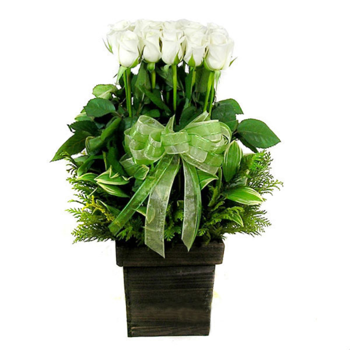 화이트꽃바구니